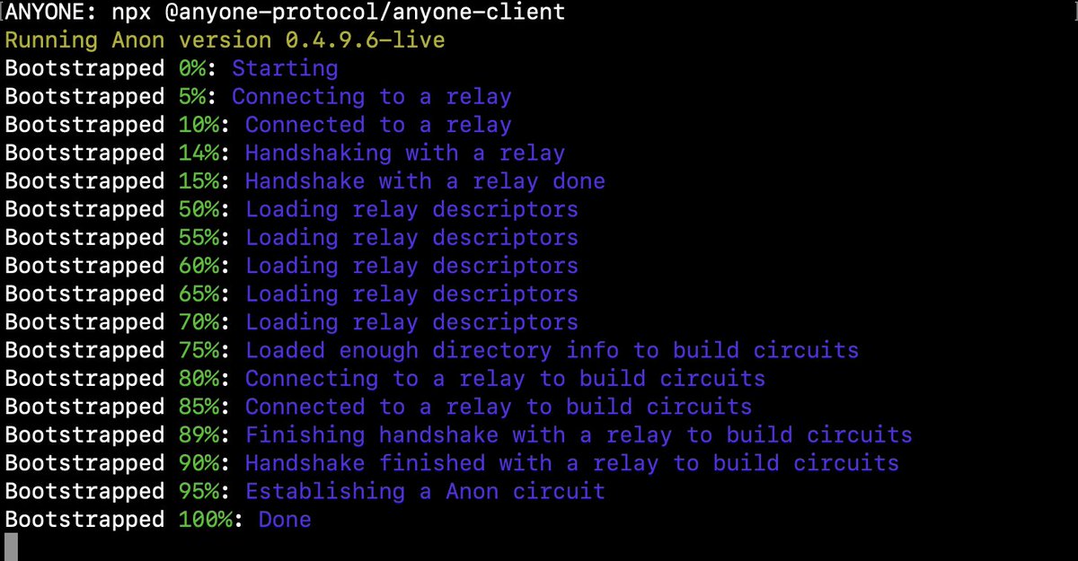 ANyONe Protocol (@anyonefdn) on Twitter photo As part of our 50 Use Cases series, our 2nd post spotlights the potential for hidden service integrations with blockchains like <a href="/monero/">Monero (XMR)</a>.
By starting your Monero CLI wallet with the anyone-proxy tool, it’s possible to connect directly to an RPC hosted as a .anyone hidden service, As part of our 50 Use Cases series, our 2nd post spotlights the potential for hidden service integrations with blockchains like <a href="/monero/">Monero (XMR)</a>.
By starting your Monero CLI wallet with the anyone-proxy tool, it’s possible to connect directly to an RPC hosted as a .anyone hidden service,