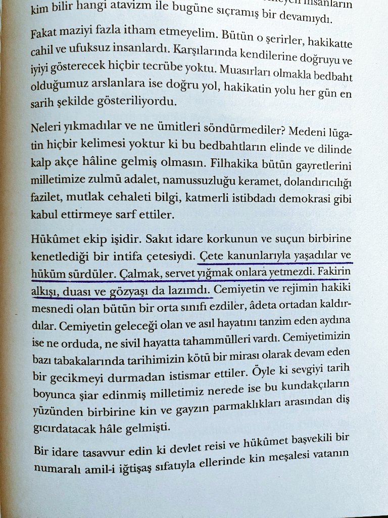 Ahmet Hamdi Tanpınar'ın bu yazısını ara ara hatırlatmakta fayda var:

"Çalmak, servet yığmak onlara yetmezdi. Fakirin alkışı, duası ve gözyaşı da lazımdı."