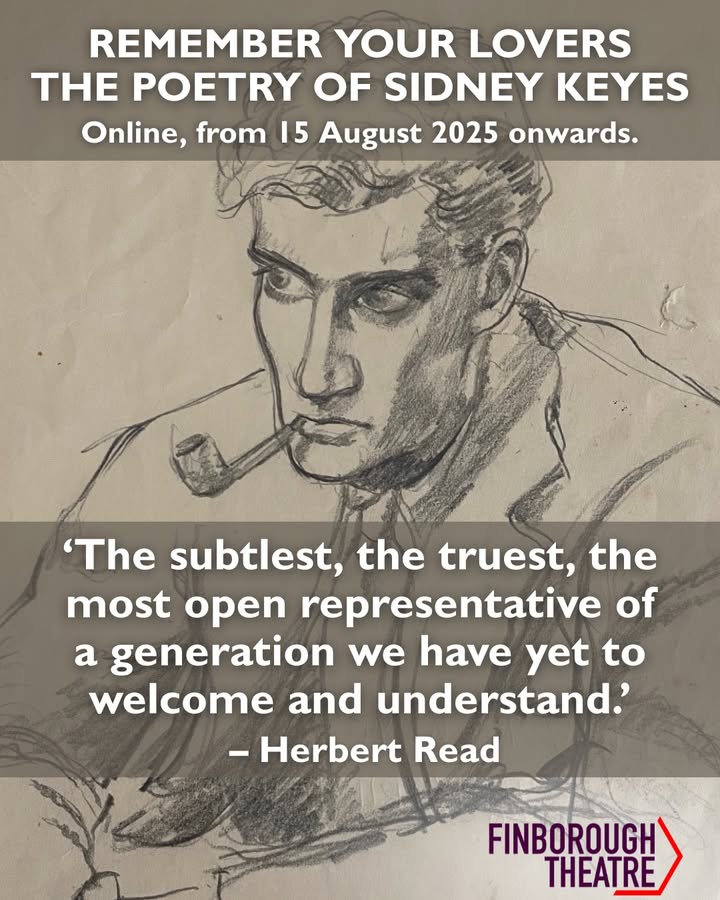 The premiere of Remember Your Lovers is only one week away! Don't miss this brilliant rediscovery of one of Britain’s finest Second World War poets, Sidney Keyes. 

Click “notify me” on the video linked below to be told as soon as the video premieres...
zurl.co/RTAVg