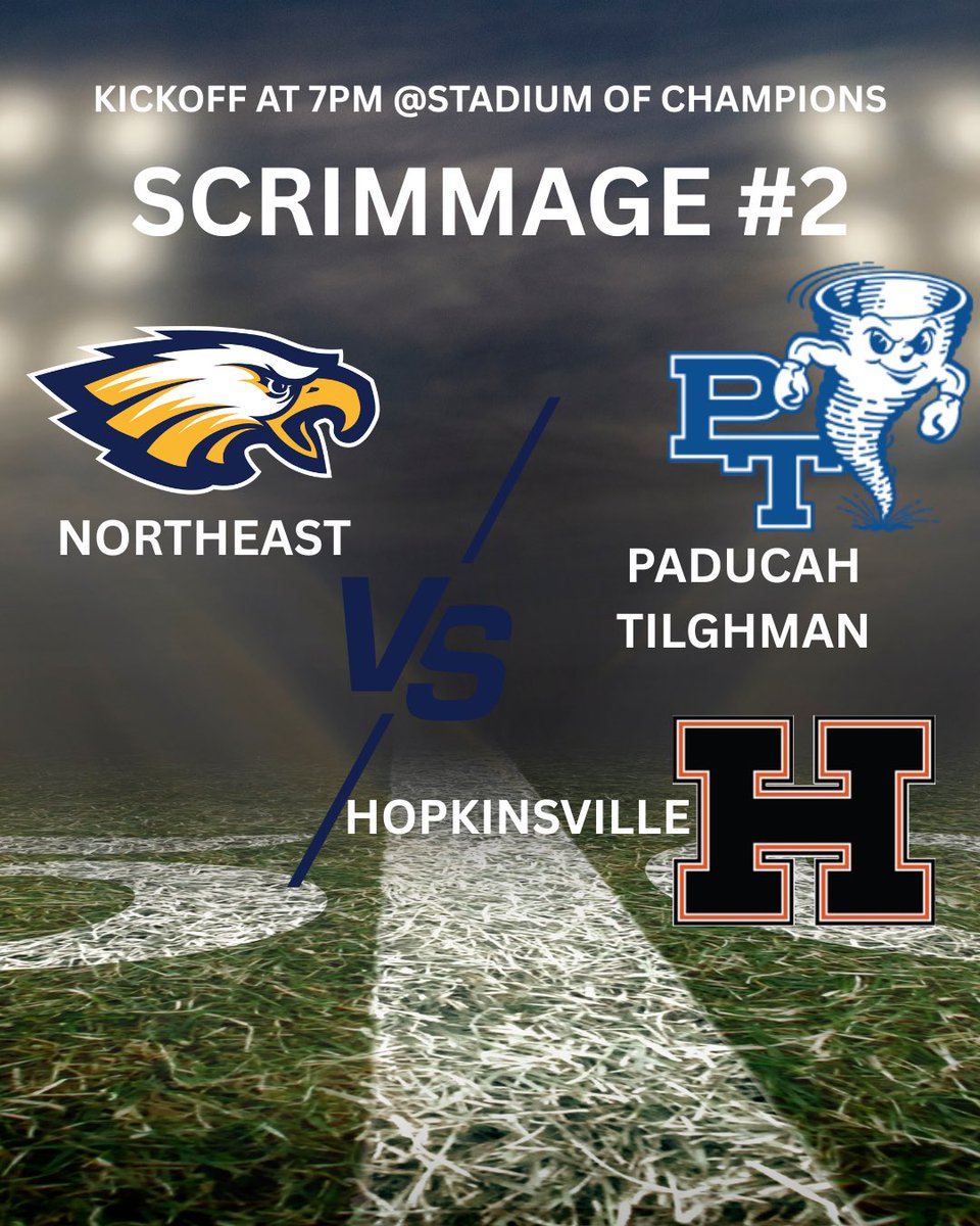Excited to take on depending state champions out of Kentucky (4A) Paducah Tilghman and a tough 6A opponent the Hopkinsville Tigers!