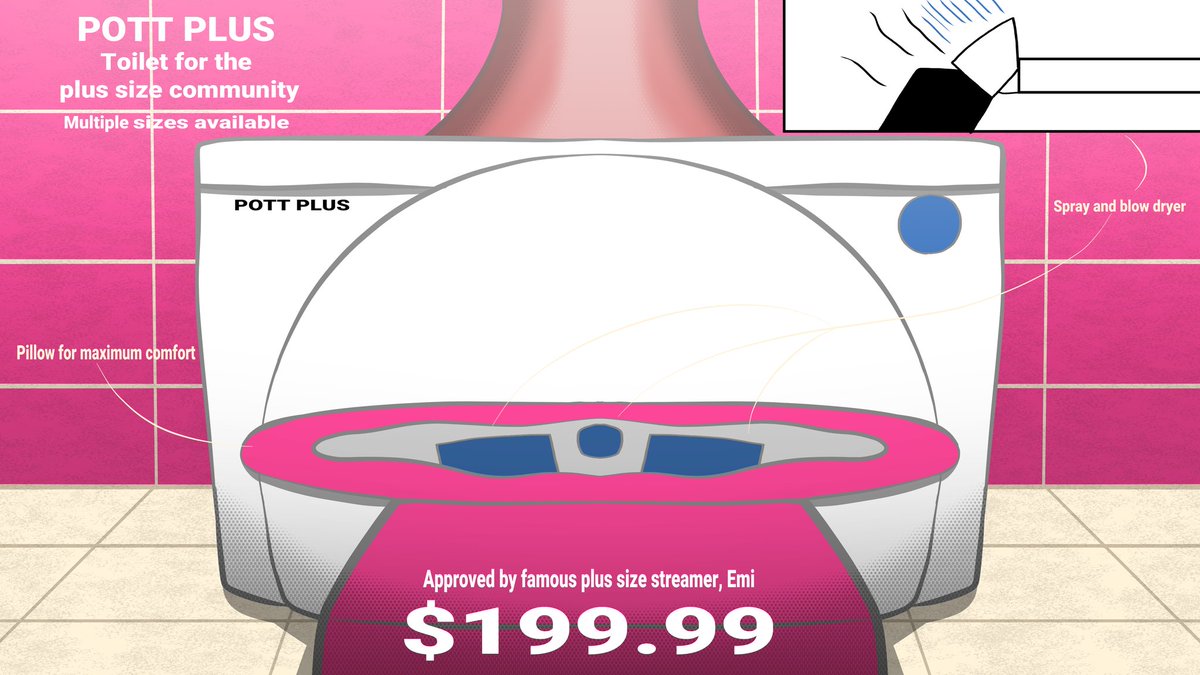 I doubt I'll reach 1k next week, so I'll show off a toilet that's for Hyper OCs and is approved by Emi!