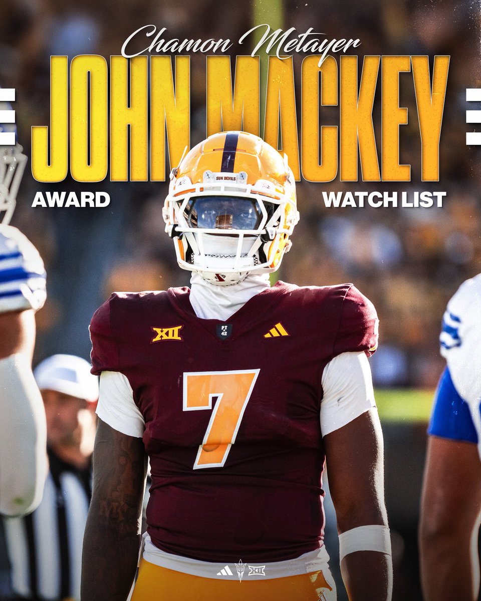Sun Devil Football (@asufootball) on Twitter photo 7οΈβ£ on the radar
Chamon Metayer named to the <a href="/JohnMackeyAward/">John Mackey Award</a> watch list!
#ForksUp /// <a href="/Takeemdeep7/">Chamon Metayer</a> 7οΈβ£ on the radar
Chamon Metayer named to the <a href="/JohnMackeyAward/">John Mackey Award</a> watch list!
#ForksUp /// <a href="/Takeemdeep7/">Chamon Metayer</a>