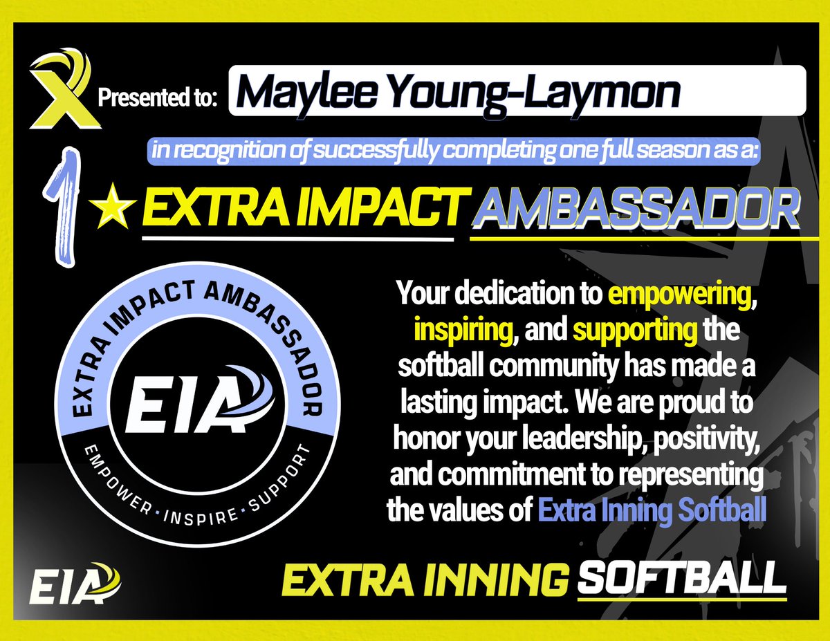 Maylee Young-Laymon (@maylee2032) on Twitter photo Tier 1 Ambassador ☑️
Tier 2 Ambassador ⏳
Thank you so much <a href="/ExtraInningSB/">EXTRA INNING SOFTBALL</a> for the opportunity of the last year and also the opportunity to continue as a Tier 2 ambassador!! Y’all are the BEST!!
🙌🏻💜🧡
<a href="/DeverBoaz/">Carie Dever Boaz</a> <a href="/katielively_/">Katie Lively</a> <a href="/AshVanBoxmeer4/">Ashley VanBoxmeer</a> <a href="/Unity12U/">Unity 12U Blasi/Johnson</a> Tier 1 Ambassador ☑️
Tier 2 Ambassador ⏳
Thank you so much <a href="/ExtraInningSB/">EXTRA INNING SOFTBALL</a> for the opportunity of the last year and also the opportunity to continue as a Tier 2 ambassador!! Y’all are the BEST!!
🙌🏻💜🧡
<a href="/DeverBoaz/">Carie Dever Boaz</a> <a href="/katielively_/">Katie Lively</a> <a href="/AshVanBoxmeer4/">Ashley VanBoxmeer</a> <a href="/Unity12U/">Unity 12U Blasi/Johnson</a>