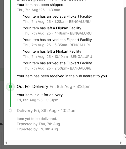 strictly_typed's tweet photo. absolutely horrible delivery service of FLIPKART, (Ekart Logistics), there is no way to contact Ekart directly, 
my order delivery was first delayed due to some issue with their server / ERP system, 
@flipkartsupport @Flipkart @flipkart https://t.co/7VV4tdtwwm
