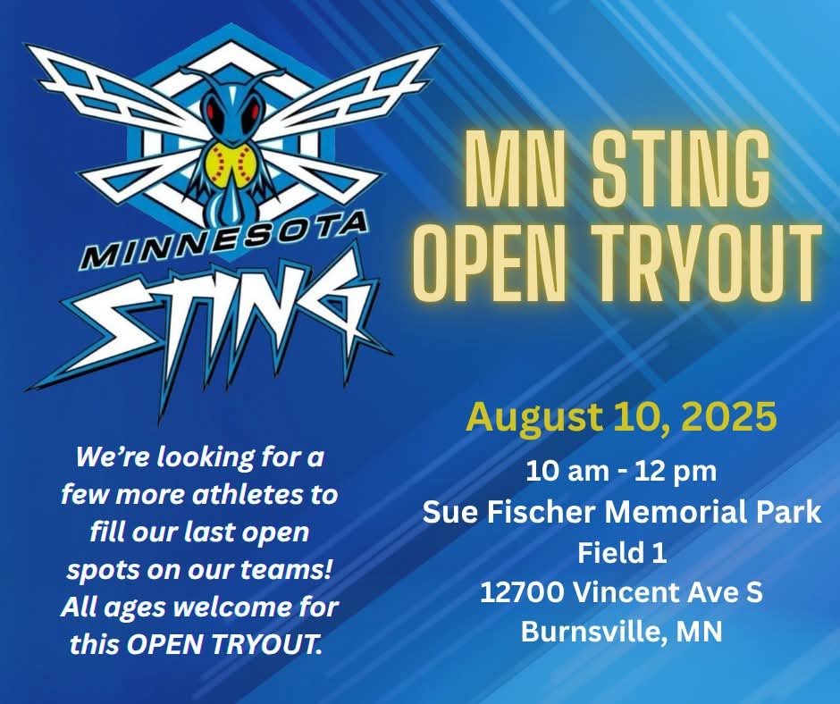 We are holding an OPEN TRYOUT on Sunday, August 10 at Sue Fischer Memorial Park 10 am - 12 pm! We currently have openings at 14s &amp; 18s levels, a pitcher for the 12U National and 16U Ziegler teams, and pitcher or great athlete for 16U Makela team.