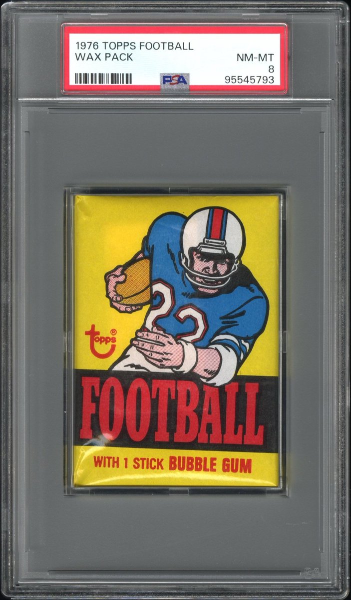 plbcards's tweet image. Looking for $400 shipped for this 1976 Topps Football wax pack PSA 8, only sale I can find is $550 from eBay.