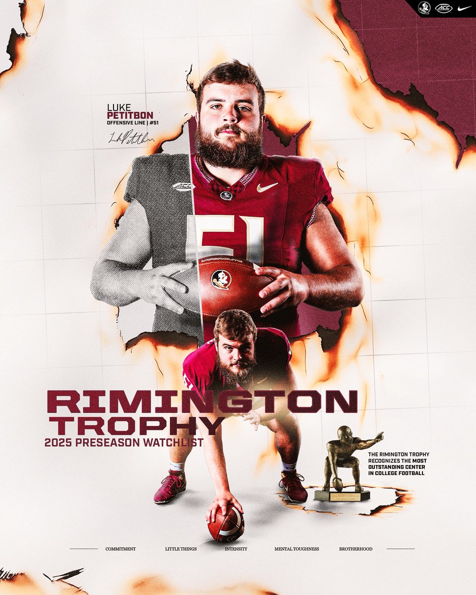 FSU Football (@fsufootball) on Twitter photo 𝓡𝓲𝓶𝓲𝓷𝓰𝓽𝓸𝓷 𝓣𝓻𝓸𝓹𝓱𝔂 𝓦𝓪𝓽𝓬𝓱 𝓛𝓲𝓼𝓽: <a href="/Luke_Petitbon/">Luke Petitbon</a> is among the preseason candidates for the award that recognizes college football’s most outstanding center
🔗: noles.co/4mCEoYl
#NoleFamily | #KeepCLIMBing 𝓡𝓲𝓶𝓲𝓷𝓰𝓽𝓸𝓷 𝓣𝓻𝓸𝓹𝓱𝔂 𝓦𝓪𝓽𝓬𝓱 𝓛𝓲𝓼𝓽: <a href="/Luke_Petitbon/">Luke Petitbon</a> is among the preseason candidates for the award that recognizes college football’s most outstanding center
🔗: noles.co/4mCEoYl
#NoleFamily | #KeepCLIMBing