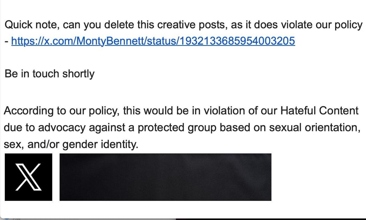Apparently, defending kids is now considered “hateful conduct.”

I was banned from running ads on X for a month simply because I said drag shows don’t belong in front of kids and they don't belong in a church.

I thought X was the champion of free speech, so why was I banned for
