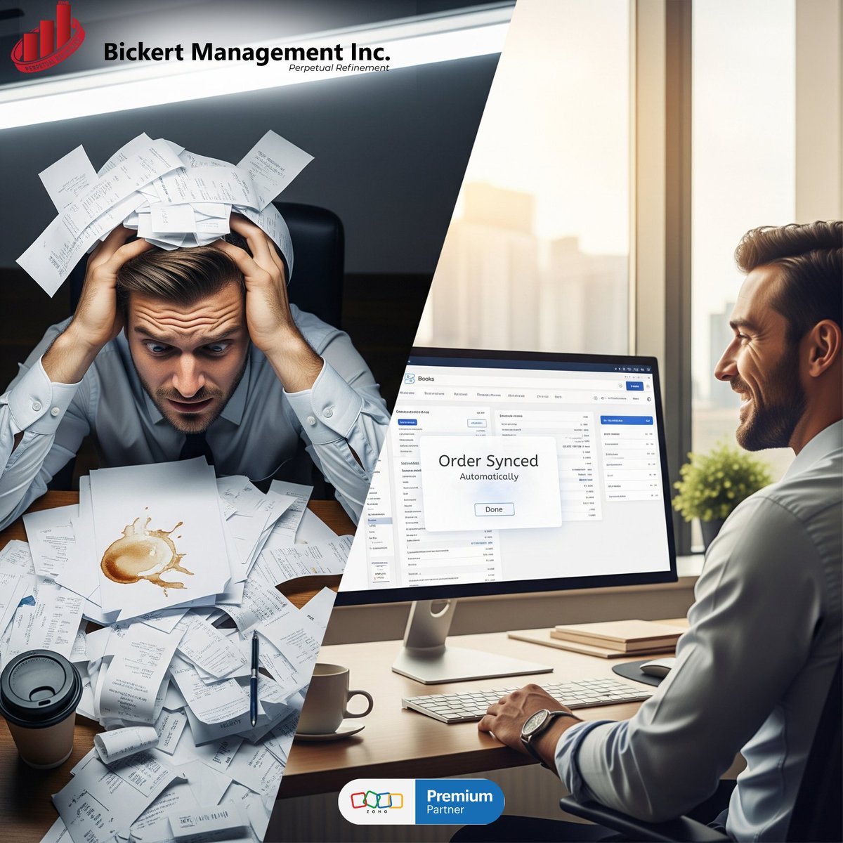 BickertMgmtInc's tweet image. Before Zoho Books: Receipts. Confusion.
After Zoho Books: Synced. Sorted. Smooth. 

#zohopartner #bickertmanagementinc #zohointegration #zohosync #zohoone 
#Zoho130Million #BMIProud #ZohoCRM #TechMilestone #130MillionStrong