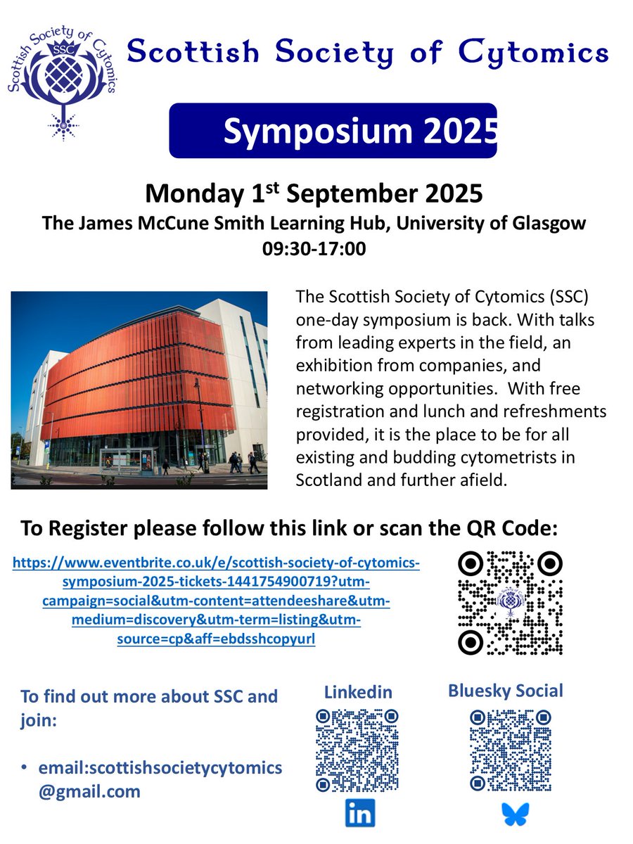 Register for the Scottish Society of Cytomics symposium which is taking place in September! eventbrite.co.uk/e/scottish-soc…