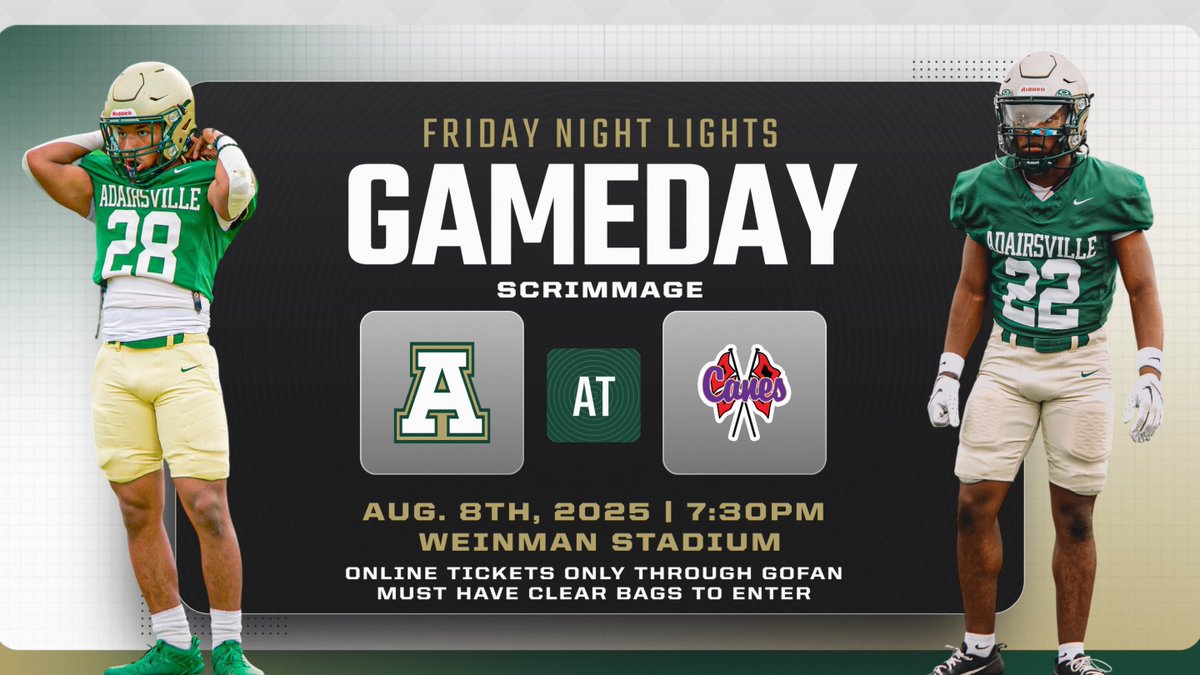 Tigers travel to Cartersville tonight for a 7:30PM scrimmage game! Tickets are ONLINE ONLY through GoFan &amp; all bags must be clear and will be checked at the gate. Go Tigers!

gofan.co/event/3940383?…