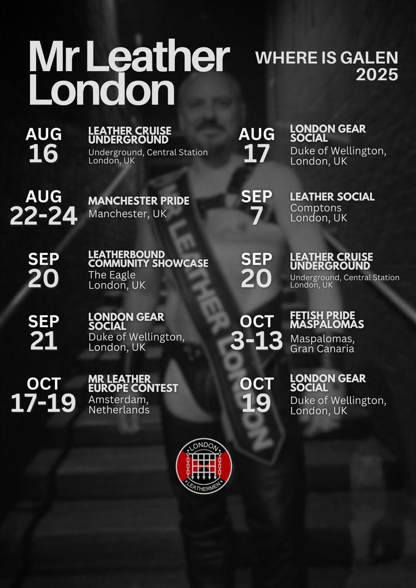 SolidWolfG (@solidwolfg2) on Twitter photo The next few months are gonna be busy!! I've got a couple more prides to go to and plenty events including my title event "Leatherbound Community Showcase"! 🖤🌈 <a href="/LDNLeather/">LondonLeatherMen</a>
#MrLeatherLondon #KinkCommunity #PrideTour2025 #QueerVisibility #LeatherEverywhere #LondonLeathermen The next few months are gonna be busy!! I've got a couple more prides to go to and plenty events including my title event "Leatherbound Community Showcase"! 🖤🌈 <a href="/LDNLeather/">LondonLeatherMen</a>
#MrLeatherLondon #KinkCommunity #PrideTour2025 #QueerVisibility #LeatherEverywhere #LondonLeathermen