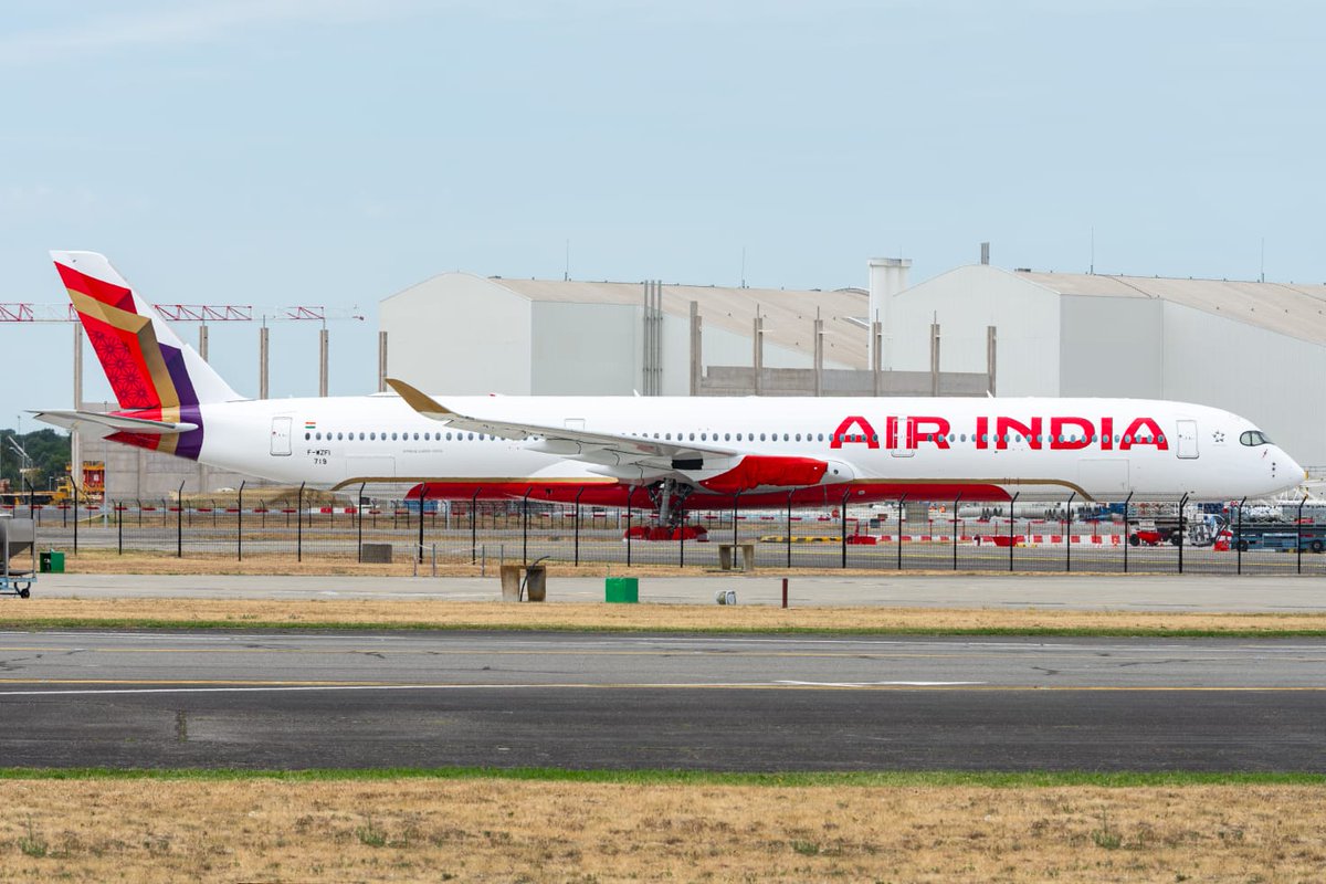 VT-VLO (@vinamralongani) on Twitter photo My friend <a href="/NunoSeletti/">©Icare Spotter 📷 / Seletti Nuno</a> spotted the 1st of 25 <a href="/airindia/">Air India</a> A350-1000 in Toulouse.
The delivery of the next A350 is expected to only happen in Q3 2026. We will see more airframes assembled and parked alongside this one till then.
I hope to spot her next week in Toulouse 🤞
#AvGeek My friend <a href="/NunoSeletti/">©Icare Spotter 📷 / Seletti Nuno</a> spotted the 1st of 25 <a href="/airindia/">Air India</a> A350-1000 in Toulouse.
The delivery of the next A350 is expected to only happen in Q3 2026. We will see more airframes assembled and parked alongside this one till then.
I hope to spot her next week in Toulouse 🤞
#AvGeek