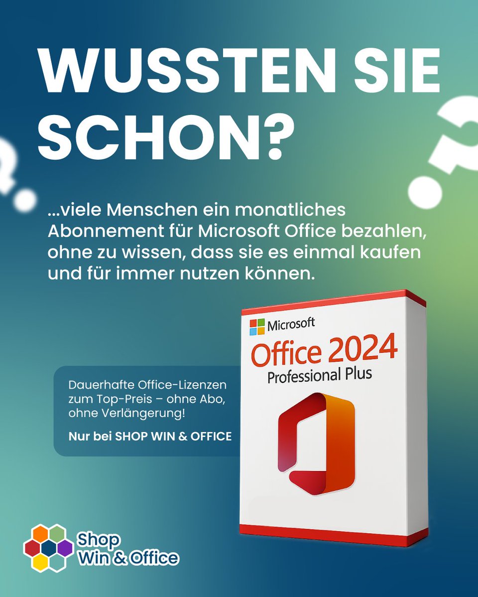 Wussten Sie, dass die meisten Menschen monatlich für Microsoft Office bezahlen, ohne zu wissen, dass sie es auch lebenslang besitzen könnten?
🔗Link von unserem Shop winandoffice.com
#winandoffice #technology #Microsoft #promotions #angebot #offers #windows