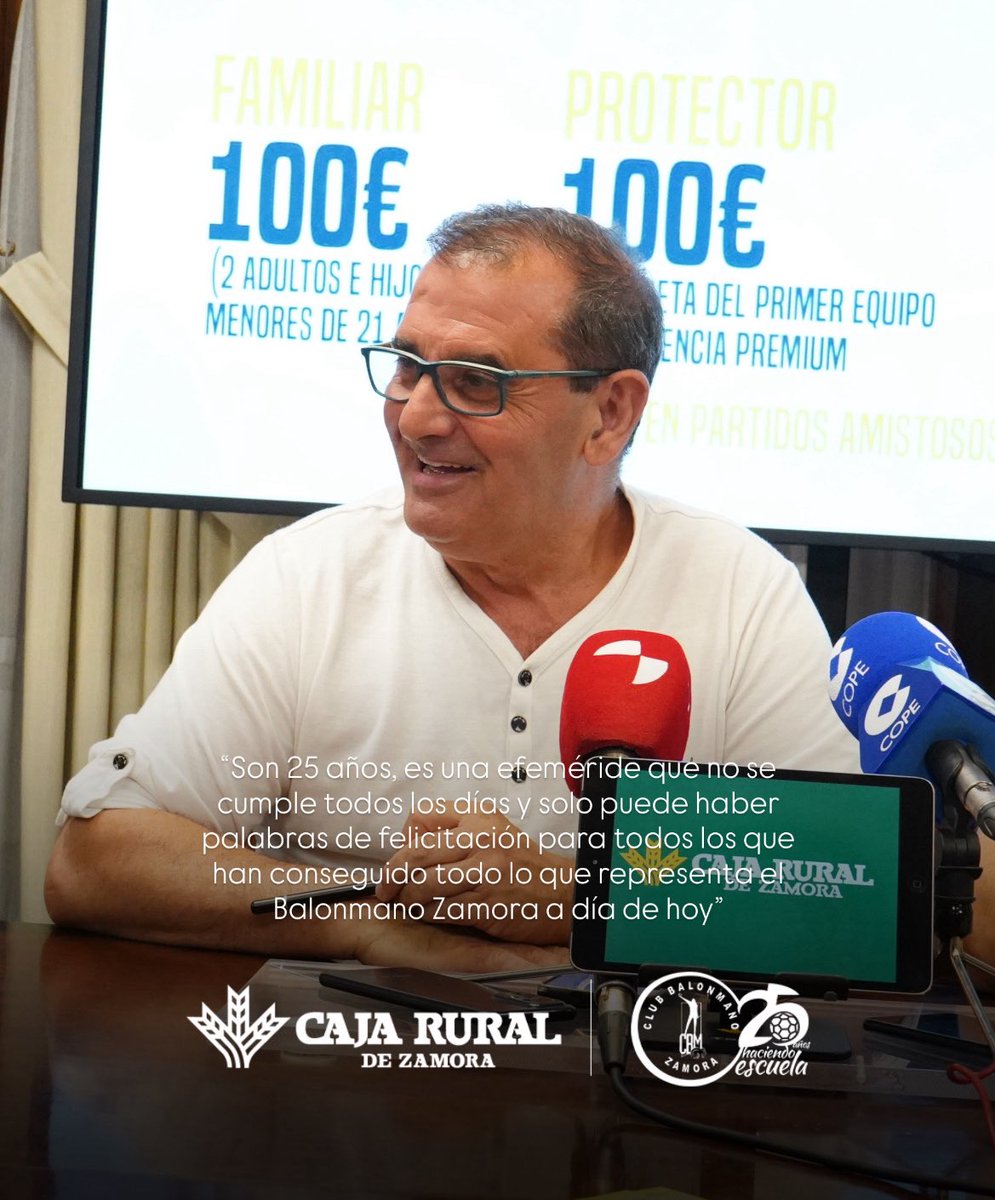 Balonmano Caja Rural de Zamora (@balonmanozamora) on Twitter photo 🗣️ Narciso Prieto, “Son 25 años, es una efeméride que no se cumple todos los días y solo puede haber palabras de felicitación para todos los que han conseguido todo lo que representa el Balonmano Zamora a día de hoy”
<a href="/cajaruralzamora/">cajaruralzamora</a> 🗣️ Narciso Prieto, “Son 25 años, es una efeméride que no se cumple todos los días y solo puede haber palabras de felicitación para todos los que han conseguido todo lo que representa el Balonmano Zamora a día de hoy”
<a href="/cajaruralzamora/">cajaruralzamora</a>
