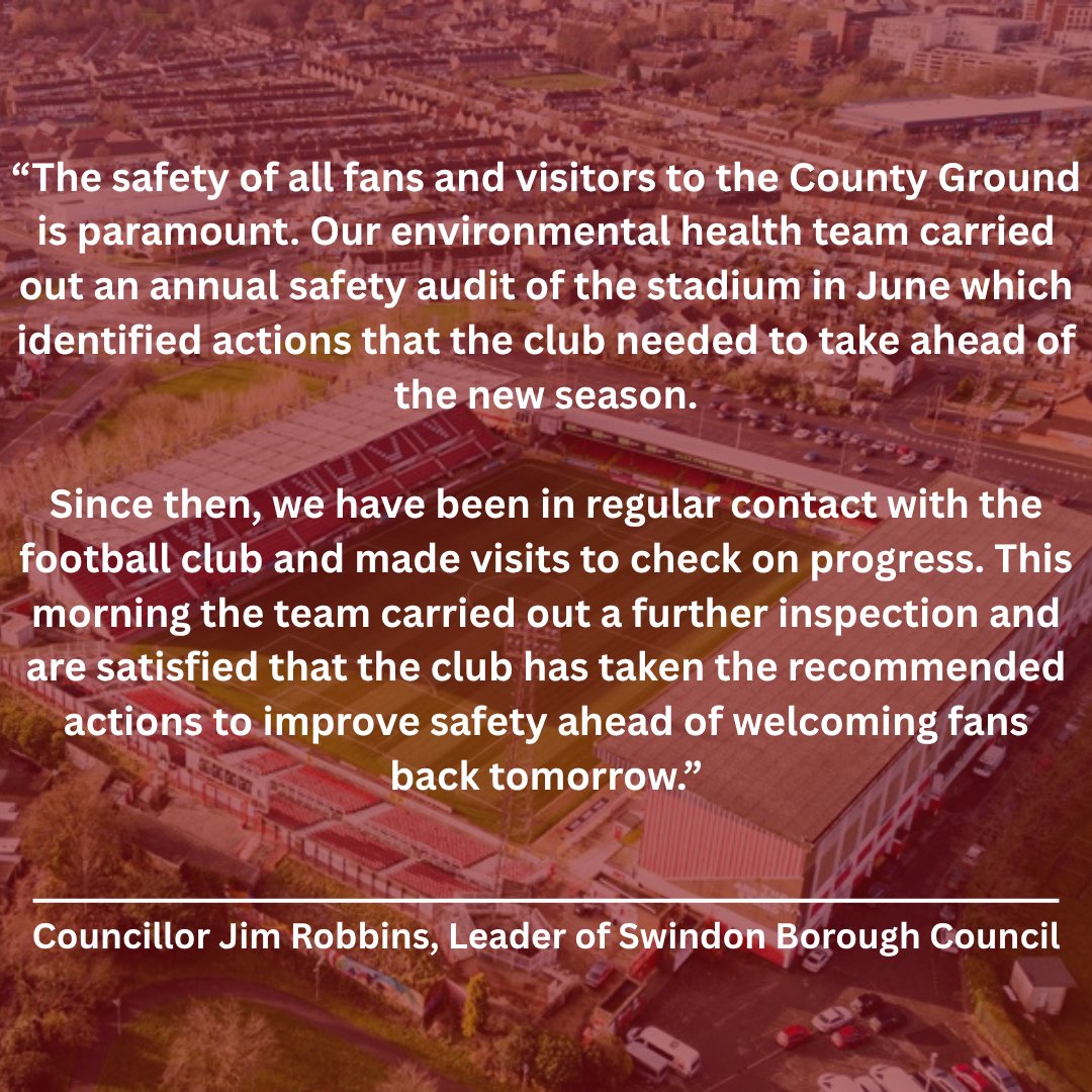 Swindon Borough Council (@swindoncouncil) on Twitter photo Statement from the Leader of the Council on the County Ground below 👇
<a href="/Official_STFC/">Swindon Town Football Club</a> <a href="/TrustSTFC/">TrustSTFC</a> <a href="/STFCSupClub/">STFC Official Supporters Club</a> <a href="/so69fangroup/">thespiritof69</a> <a href="/CambridgeUtdFC/">Cambridge United FC</a> #STFC Statement from the Leader of the Council on the County Ground below 👇
<a href="/Official_STFC/">Swindon Town Football Club</a> <a href="/TrustSTFC/">TrustSTFC</a> <a href="/STFCSupClub/">STFC Official Supporters Club</a> <a href="/so69fangroup/">thespiritof69</a> <a href="/CambridgeUtdFC/">Cambridge United FC</a> #STFC