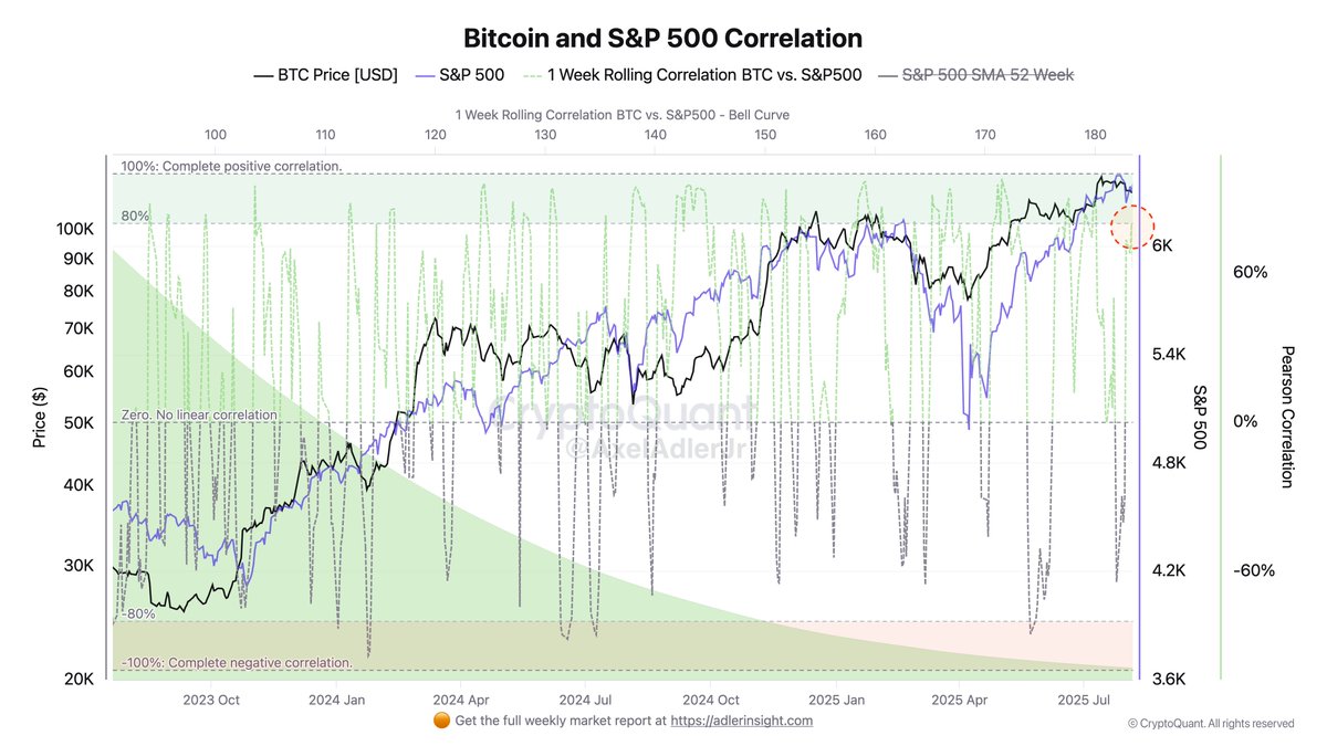 Currently, the correlation between BTC and S&P 500 has risen to 80%. This  means that key drivers: interest rate expectations, liquidity and overall  risk-on/risk-off sentiment are directly transmitted to the crypto market.