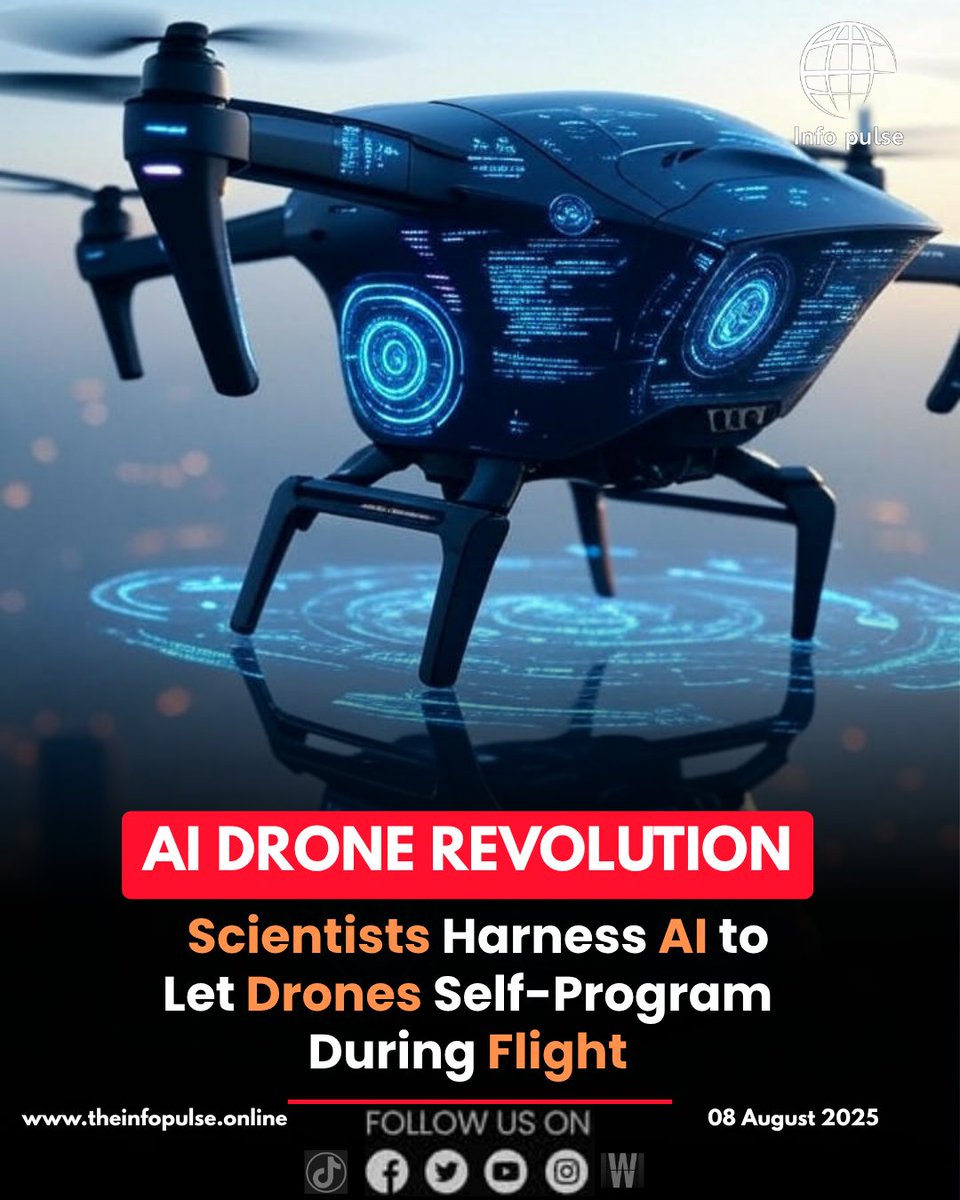 theInfoPulse's tweet image. A new AI drone revolution is here! Scientists have successfully harnessed artificial intelligence to enable drones to self-program during flight. This groundbreaking technology allows drones to optimize their tasks on the fly.
#AIDrone #DroneTechnology #ArtificialIntelligence