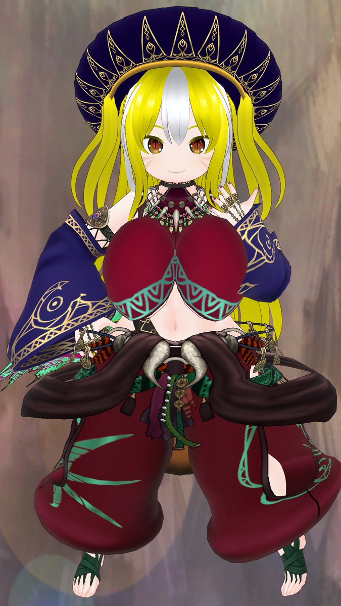 ジュラックデッキ配信用シャーマン衣装です
古代の力を蘇らせる+化石の連想でシャーマンになりました
ジュラック意識で赤+青+緑(腰布)+黄(髪)
恐竜モチーフに寄せるため元デザインの呪術感は減らす方向の改変
使用アイテムはリプ欄掲載です
ただいま配信中
#VRoid
#ScarltCage緋檻