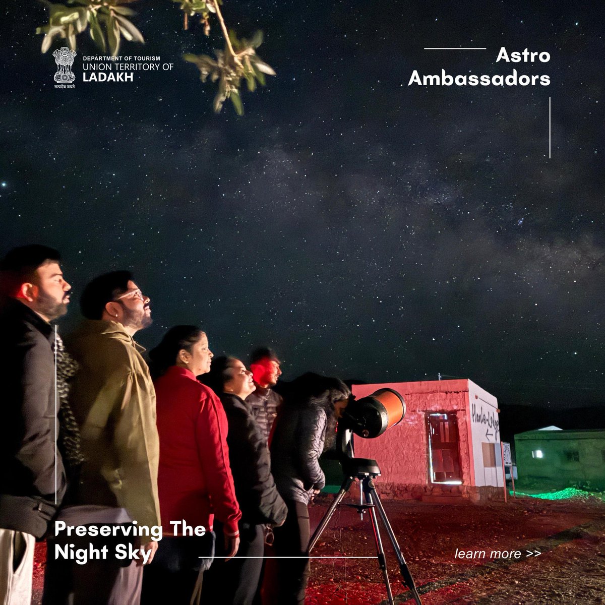 utladakhtourism's tweet photo. From the quiet village of Khaldo to the stars—Kesang Dorjey, #AstroAmbassador at Hanle Dark Sky Reserve, now guides visitors through galaxies under Ladakh’s unspoiled skies. At 4,500m, he protects the night, inspires minds &amp; lights the way.

Read more: https://t.co/fZbZMZ003O https://t.co/xk3v9oF10H