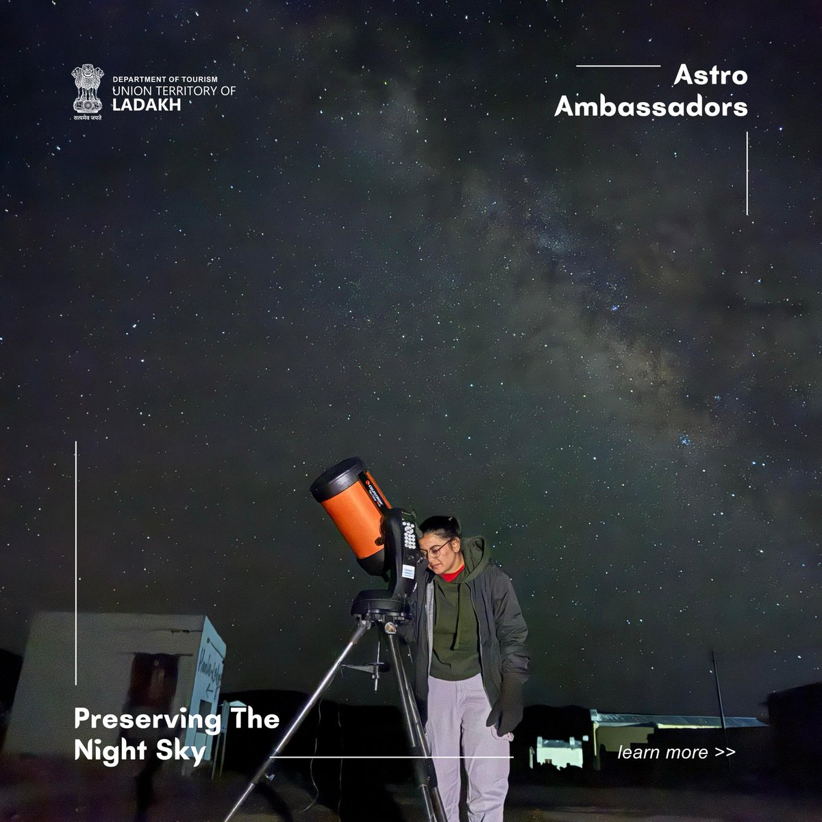 utladakhtourism's tweet photo. From the quiet village of Khaldo to the stars—Kesang Dorjey, #AstroAmbassador at Hanle Dark Sky Reserve, now guides visitors through galaxies under Ladakh’s unspoiled skies. At 4,500m, he protects the night, inspires minds &amp; lights the way.

Read more: https://t.co/fZbZMZ003O https://t.co/xk3v9oF10H