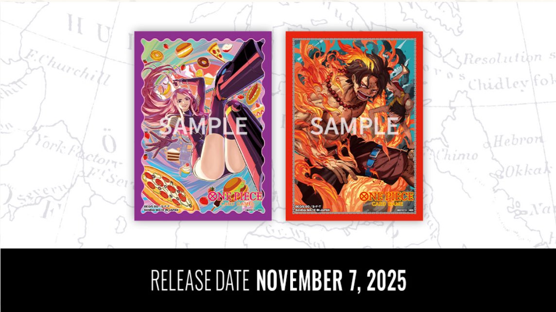 Official Card Sleeve TCG+ Store Edition Vol.5 have been announced for US  release. Exclusive to TCG+ stores. 2 types, 70 sleeves per pack:  Jewelry  Bonney  Portgas D. Ace MSRP $8 : August 23, 2025 : November 7,  2025 #OnePiece #OnePieceCardGame