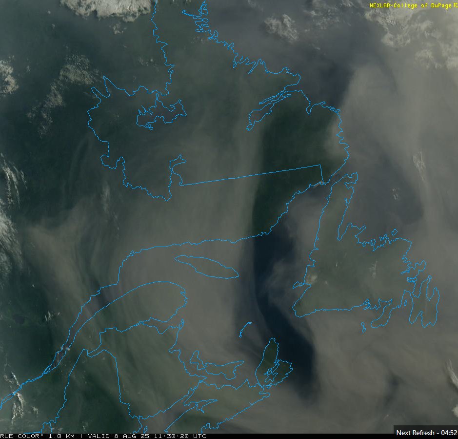 ECCCWeatherNL's tweet image. ☀️ You may have noticed a reddish appearance to the sky this morning! This is due to a thick layer of wildfire smoke from the Prairies. 🔥 Skies will appear milky white despite there being no clouds in the sky! 👀Monitor your local AQHI forecast: ow.ly/HbPg50WBXlu #NLwx