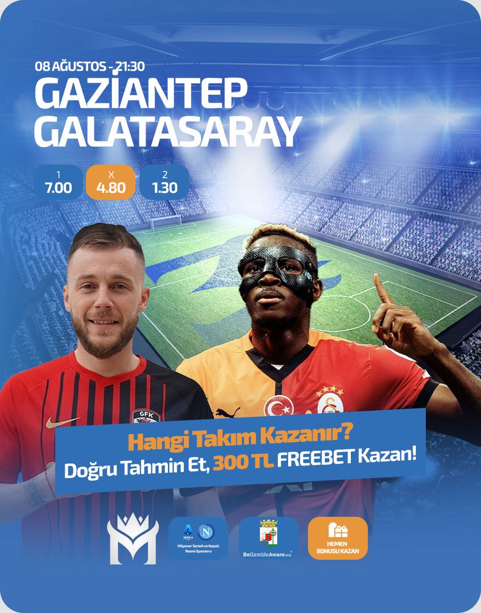 ⚽️ #Gaziantep   vs. #Galatasaray 

📅 08 Ağustos | ⏰ 21:30

🏟 Hangi Takim Kazanir ? 

💰 Doğru tahmin yapanlara 300 TL FREEBET / FREESPIN Hediye!💰

✅ Kullanıcı adını ve tahminini yaz
👥 3 arkadaşını etiketle
🔁 Gönderiyi RT'le