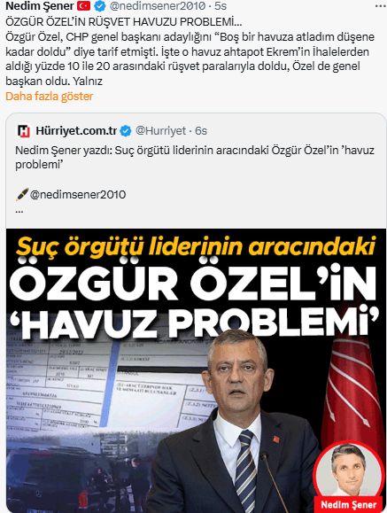 Fazıl Duygun (@fazilduygun) on Twitter photo Fuat Uğur, Erdoğan'a karşı çirkef bir dil kullanan Özgür Özel'in suç örgütü elebaşı Aziz İhsan Aktaş'la ilişkilerini yazarken, <a href="/nedimsener2010/">Nedim Şener 🇹🇷</a> de, Özel'in , Aktaş'ın doldurduğu rüşvet havuzda boğulmak üzere olduğunu yazmış.
x.com/nedimsener2010… Fuat Uğur, Erdoğan'a karşı çirkef bir dil kullanan Özgür Özel'in suç örgütü elebaşı Aziz İhsan Aktaş'la ilişkilerini yazarken, <a href="/nedimsener2010/">Nedim Şener 🇹🇷</a> de, Özel'in , Aktaş'ın doldurduğu rüşvet havuzda boğulmak üzere olduğunu yazmış.
x.com/nedimsener2010…