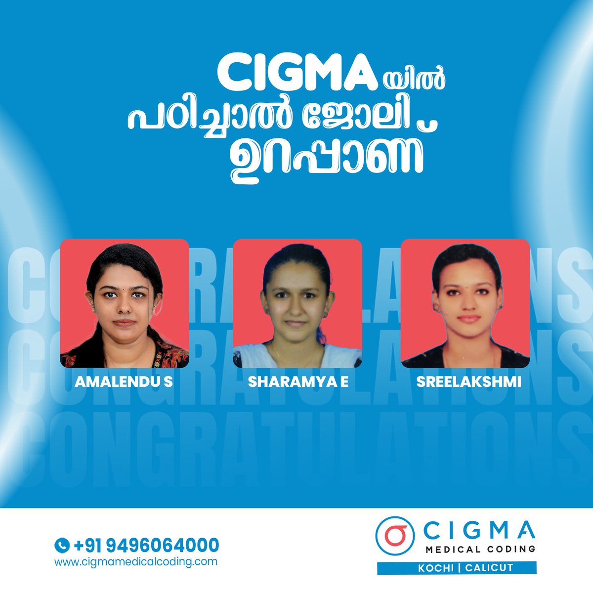 cigmahealthcare's tweet image. Unlocking Bright Futures: Our Placements Speak for Themselves
Congratulations to all the candidates who have secured placements through Cigma! 🥳🥳🥳 Your hard work and dedication have opened the door to a promising future in medical coding.
#CigmaMedicalCoding #SuccessStories
