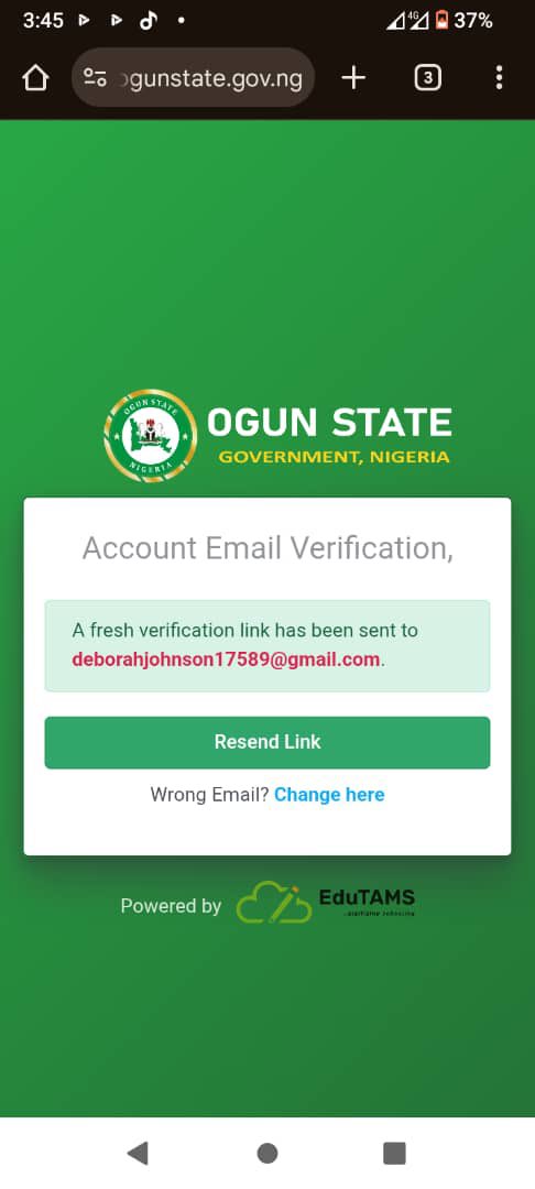 OGSERA's tweet image. Experiencing this while checking OgunTEACh result? 

This is because your account was not validated to ensure the correctness of your email as directed. 

Solution: Kindly verify your account and re-login

#ogsera #diper