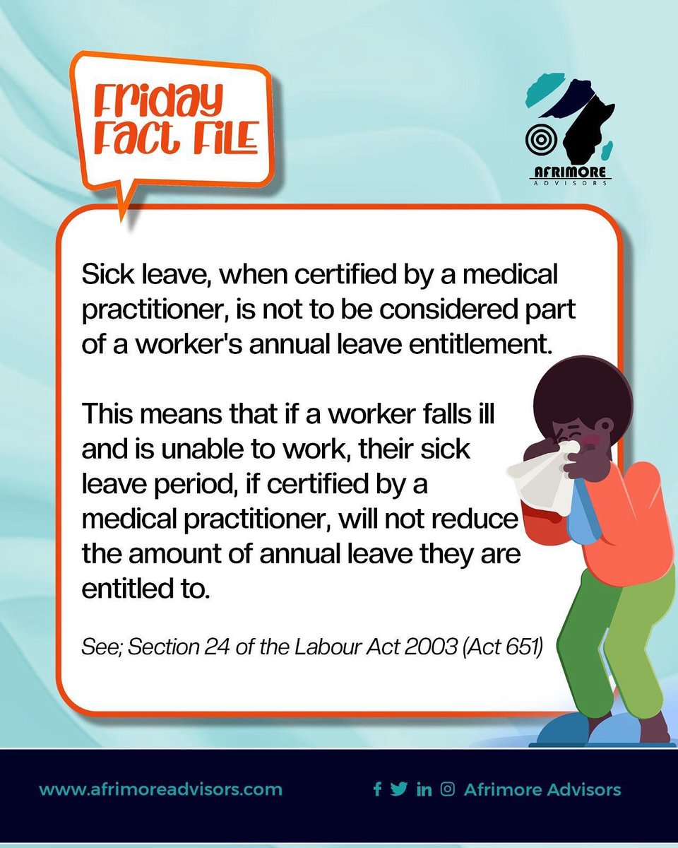 AfrimoreLawGh's tweet photo. Sick leave ≠ Annual leave. Your recovery time is your right, not a deduction from your holiday. https://t.co/tz0KjKFBAF