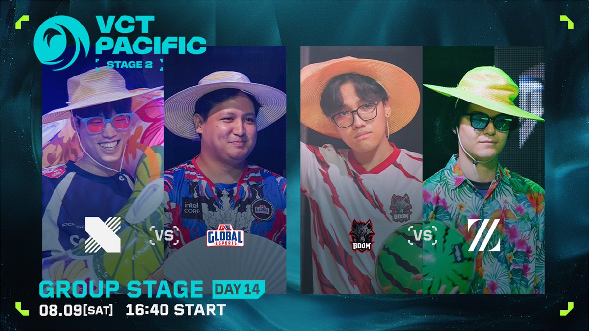 VALORANT Champions Tour JAPAN (@valesports_jp) on Twitter photo #VCTPacific STAGE 2 DAY14
8/9(土) - 16:40 START👊
🔴youtu.be/0O7uN_x8r9s
🟣twitch.tv/valorant_jpn
⚔️MATCH 1
<a href="/DRX_VALORANT/">DRX VALORANT</a> vs <a href="/GlobalEsportsIn/">Global Esports</a>
⚔️MATCH 2
<a href="/boomesportsid/">BOOM Esports</a> vs <a href="/zetadivision/">ZETA DIVISION</a>
🎙️キャスター
OooDa / <a href="/OooDa/">OooDa</a>
yukishiro / <a href="/yukishiro3/">yukishiro</a>
Retloff / <a href="/Flarejpn/">Retloff</a> #VCTPacific STAGE 2 DAY14
8/9(土) - 16:40 START👊
🔴youtu.be/0O7uN_x8r9s
🟣twitch.tv/valorant_jpn
⚔️MATCH 1
<a href="/DRX_VALORANT/">DRX VALORANT</a> vs <a href="/GlobalEsportsIn/">Global Esports</a>
⚔️MATCH 2
<a href="/boomesportsid/">BOOM Esports</a> vs <a href="/zetadivision/">ZETA DIVISION</a>
🎙️キャスター
OooDa / <a href="/OooDa/">OooDa</a>
yukishiro / <a href="/yukishiro3/">yukishiro</a>
Retloff / <a href="/Flarejpn/">Retloff</a>