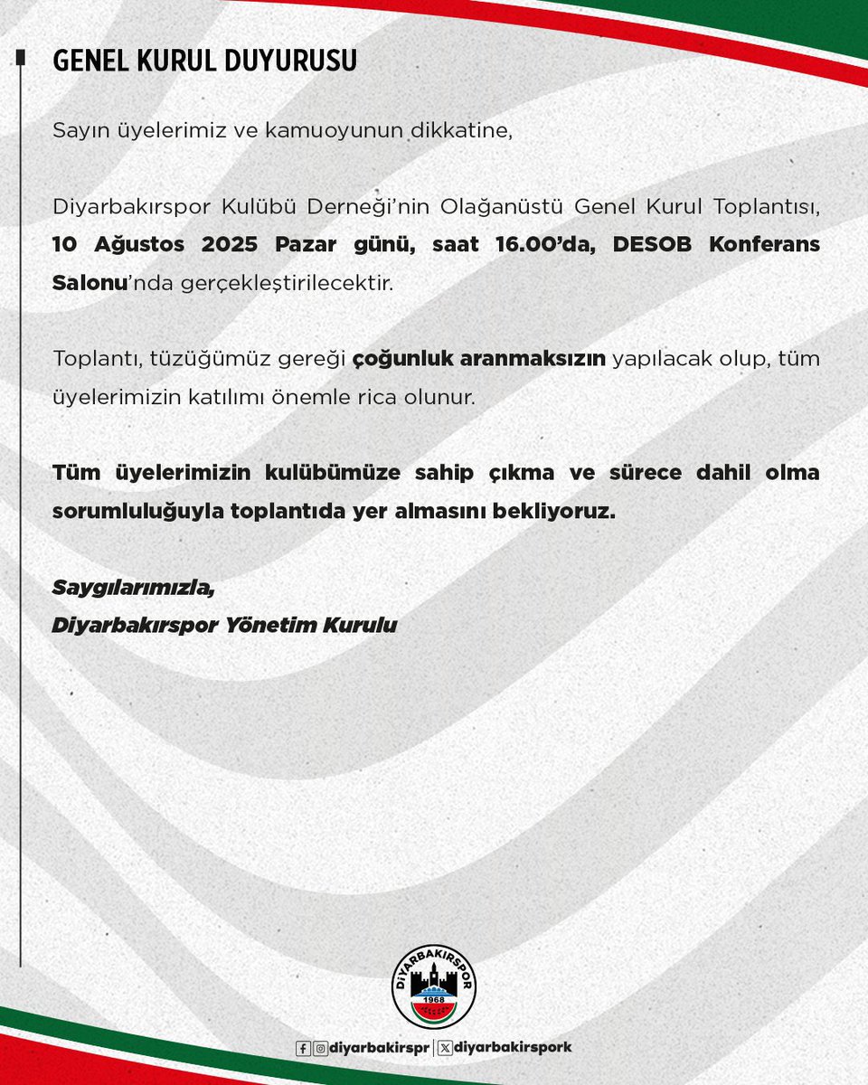 GENEL KURUL DUYUYORSU

#Diyarbakırspor