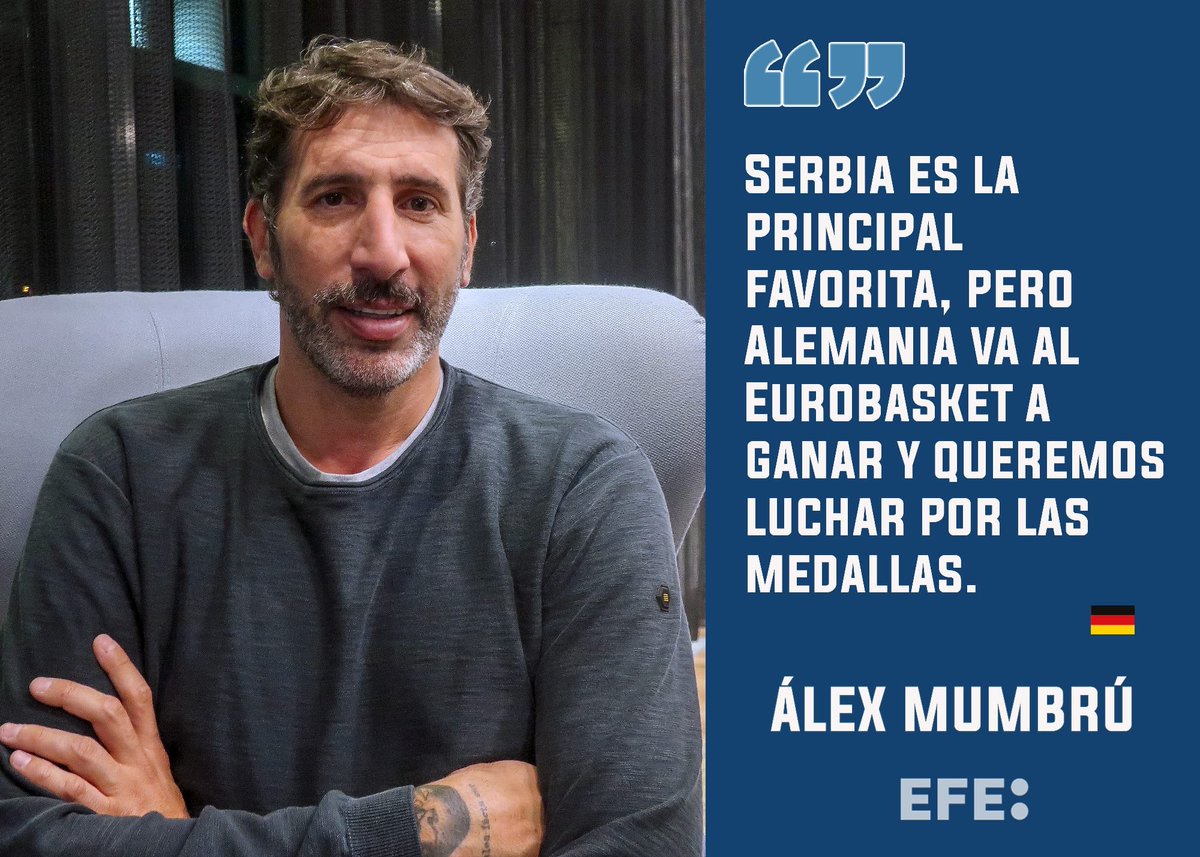 EFE Deportes (@efedeportes) on Twitter photo ENTREVISTA | 🏀🇩🇪 Álex Mumbrú, entrenador de la selección alemana, analiza con EFE sus primeros meses en el banquillo de la vigente campeona del mundo y sus expectativas para el #EuroBasket.
✍️ <a href="/albfuenteslopez/">Alberto Fuentes</a> ENTREVISTA | 🏀🇩🇪 Álex Mumbrú, entrenador de la selección alemana, analiza con EFE sus primeros meses en el banquillo de la vigente campeona del mundo y sus expectativas para el #EuroBasket.
✍️ <a href="/albfuenteslopez/">Alberto Fuentes</a>