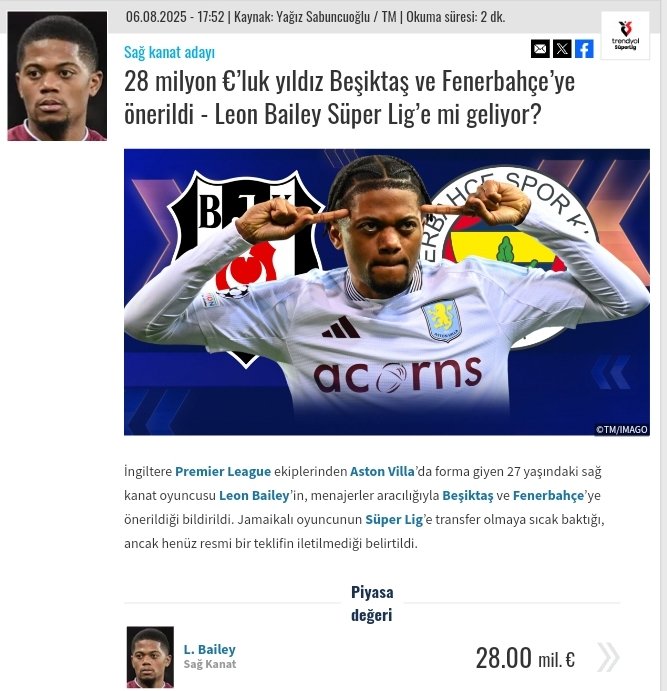 Leon Bailey Come To Beşiktaş