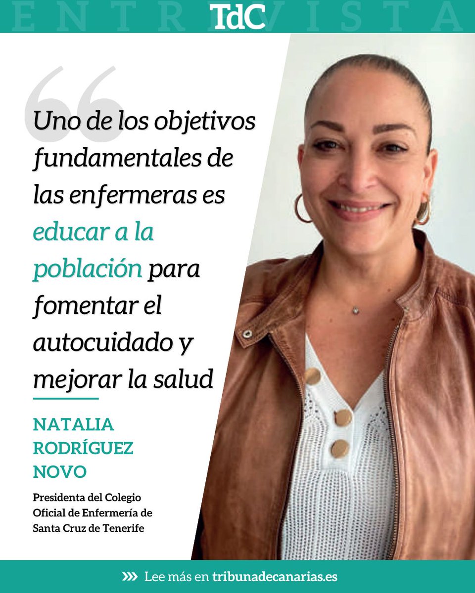 Tribuna de Canarias (@canariastribuna) on Twitter photo 🎯 “Uno de los objetivos fundamentales de las enfermeras es educar a la población para fomentar el autocuidado y mejorar la salud”
🗣️ #Entrevista a Natalia Rodríguez Novo, presidenta del <a href="/EnfermeriaCN/">EnfermeriaCanaria</a>.
🗞️ Léela al completo aquí 🔗 tribunadecanarias.es/natalia-rodrig… 🎯 “Uno de los objetivos fundamentales de las enfermeras es educar a la población para fomentar el autocuidado y mejorar la salud”
🗣️ #Entrevista a Natalia Rodríguez Novo, presidenta del <a href="/EnfermeriaCN/">EnfermeriaCanaria</a>.
🗞️ Léela al completo aquí 🔗 tribunadecanarias.es/natalia-rodrig…