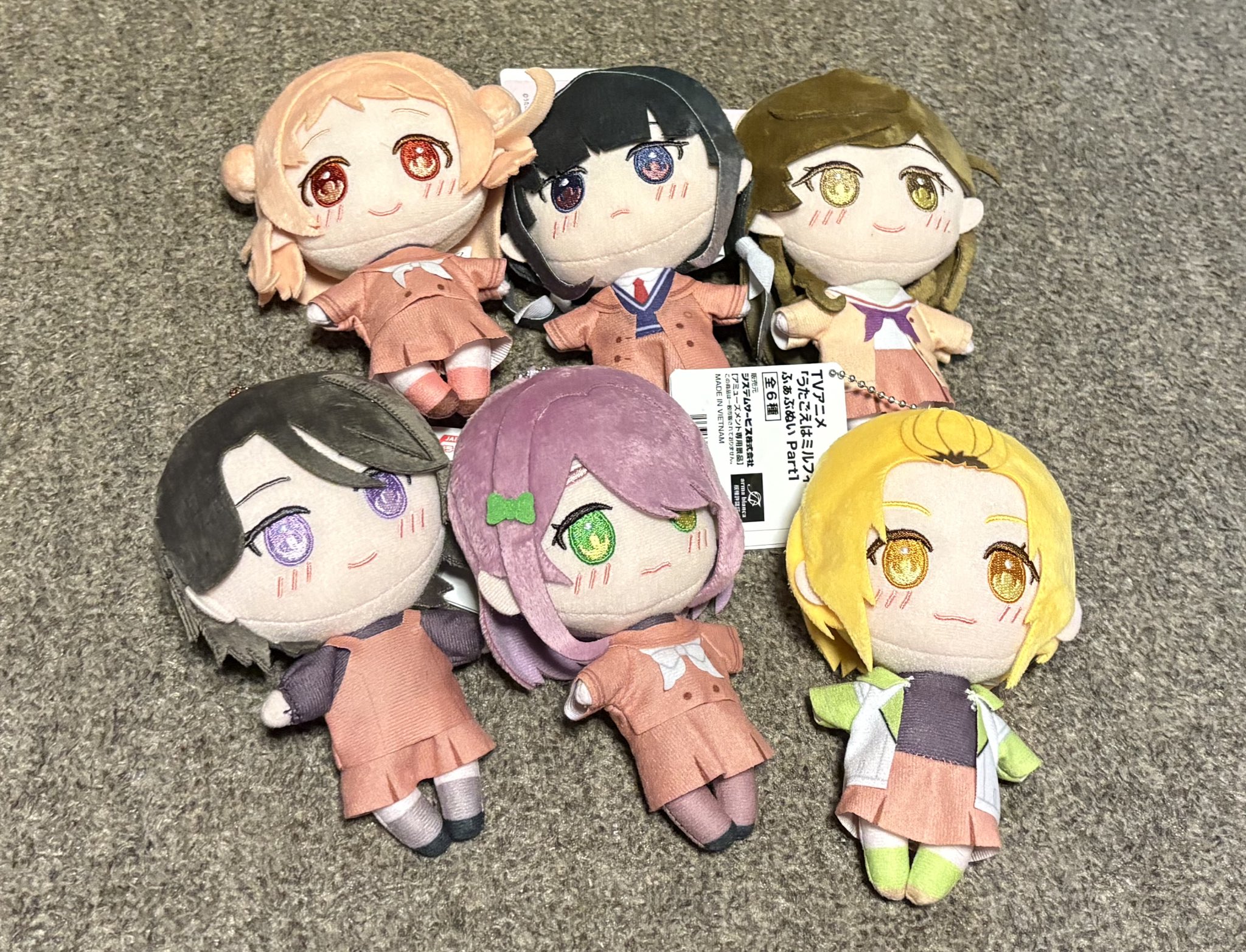 うたミル ／ うたごえはミルフィーユ ふぁぶぬい ぬいぐるみ 全6種セット 放送中のTVアニメ「うたごえはミルフィーユ」のアミューズメント