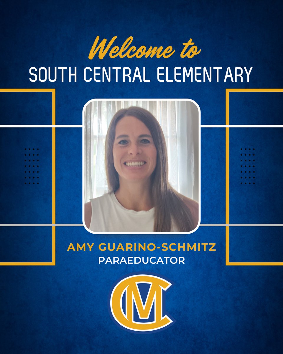 Please join us in welcoming Amy Guarino-Schmitz to South Central Elementary! We’re excited to have her join our team.

#BigMacsBigPossibilities
#WeAreSouthCentral