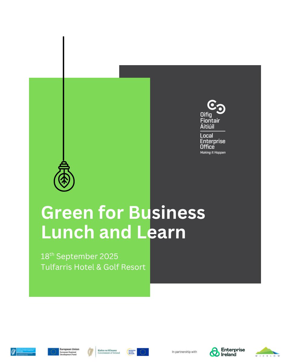 Join us on Thursday 18th September for an engaging Lunch &amp; Learn session focused on sustainability and business growth through the Green for Business Programme. 

📅 Thurs 18th Sept
⏰ 12.30-2:00 PM
📍 Tulfarris Hotel &amp; Golf Resort
Book: f.mtr.cool/hziodzbguv

#makingithappen