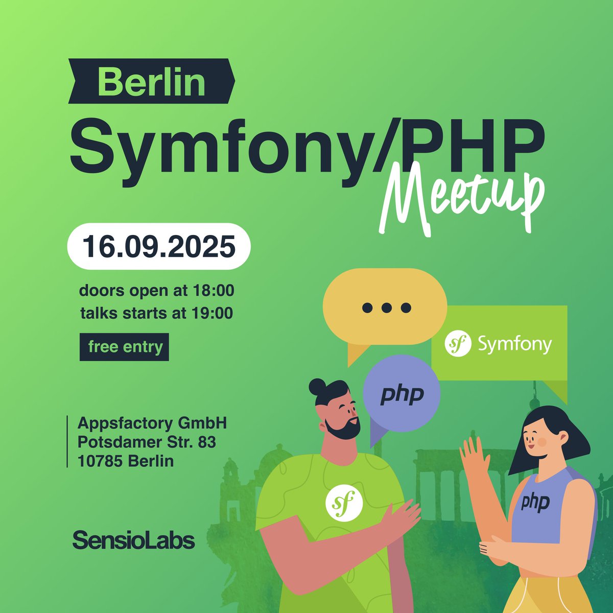 OskarStark's tweet image. Berlin, we&apos;re getting the PHP &amp;amp; Symfony crowd together! 🎉

We’re thrilled to share that SensioLabs Deutschland is back in Berlin! We’re excited to (re)connect with the local community and kick things off with a hands-on evening of talks, Q&amp;amp;A, and networking.

📍Appsfactory -…