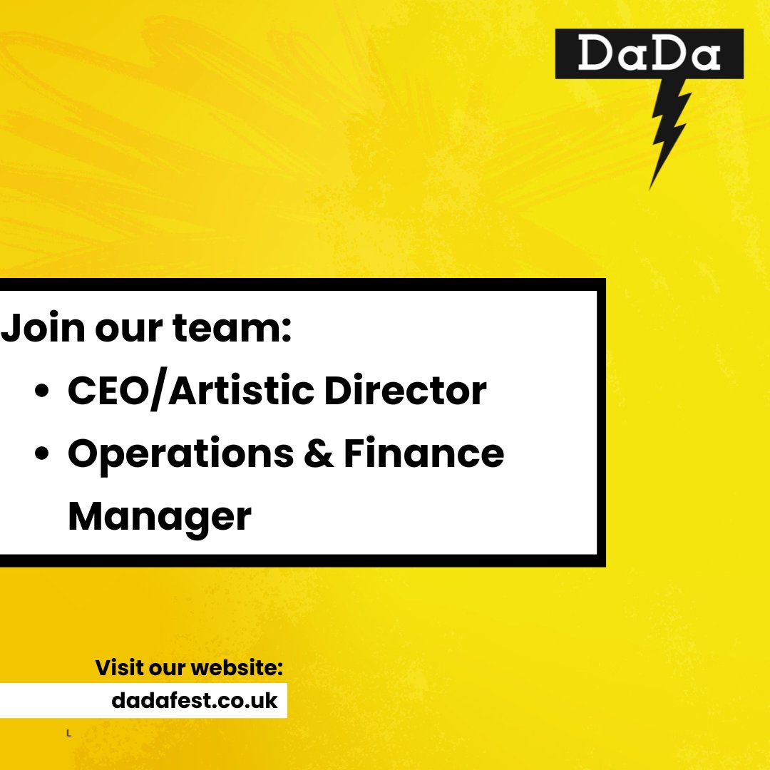 Join our team - we are recruiting 💥

➡️ Roles:

- CEO / Artistic Director
- Operations &amp; Finance

Closing date: 12pm on 4th September 2025

For more information on the opportunities, including how to apply, please visit the link in our bio.
