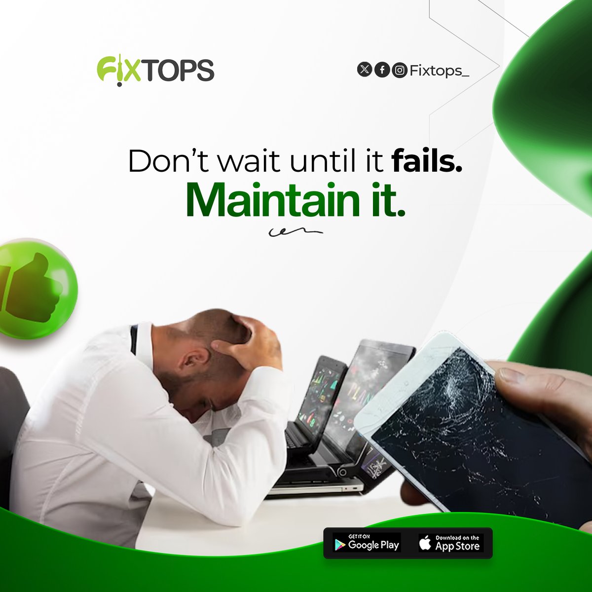 FixtopsMobile's tweet image. Most devices don’t just stop working they give warning signs first. But why wait for a breakdown when you can prevent it?

📲 Book a technician today with Fixtops and stay ahead of problems.

#FixWithFixtops #DeviceCare #TechMaintenance #FixtopsCares #ReliableRepairs #FixtopsUSA