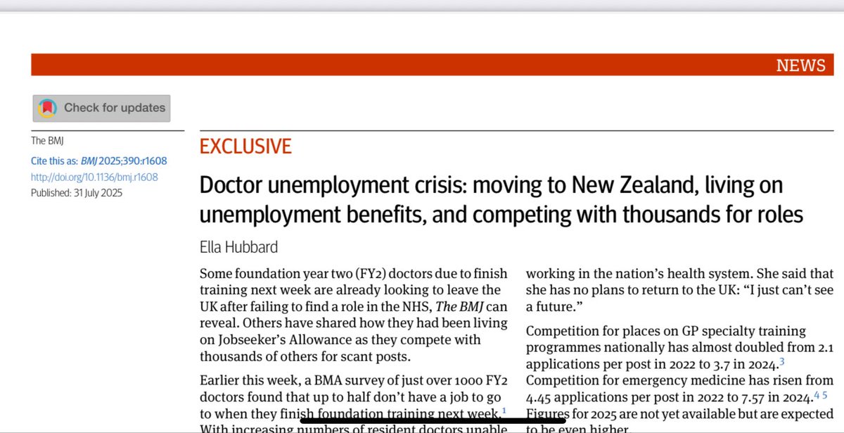 İngiltere’de işsiz doktorlar meselesi 

“The BMA said that around 30000 doctors were
competing for only 10000 specialty training places
this year. ”

bmj.com/content/390/bm…