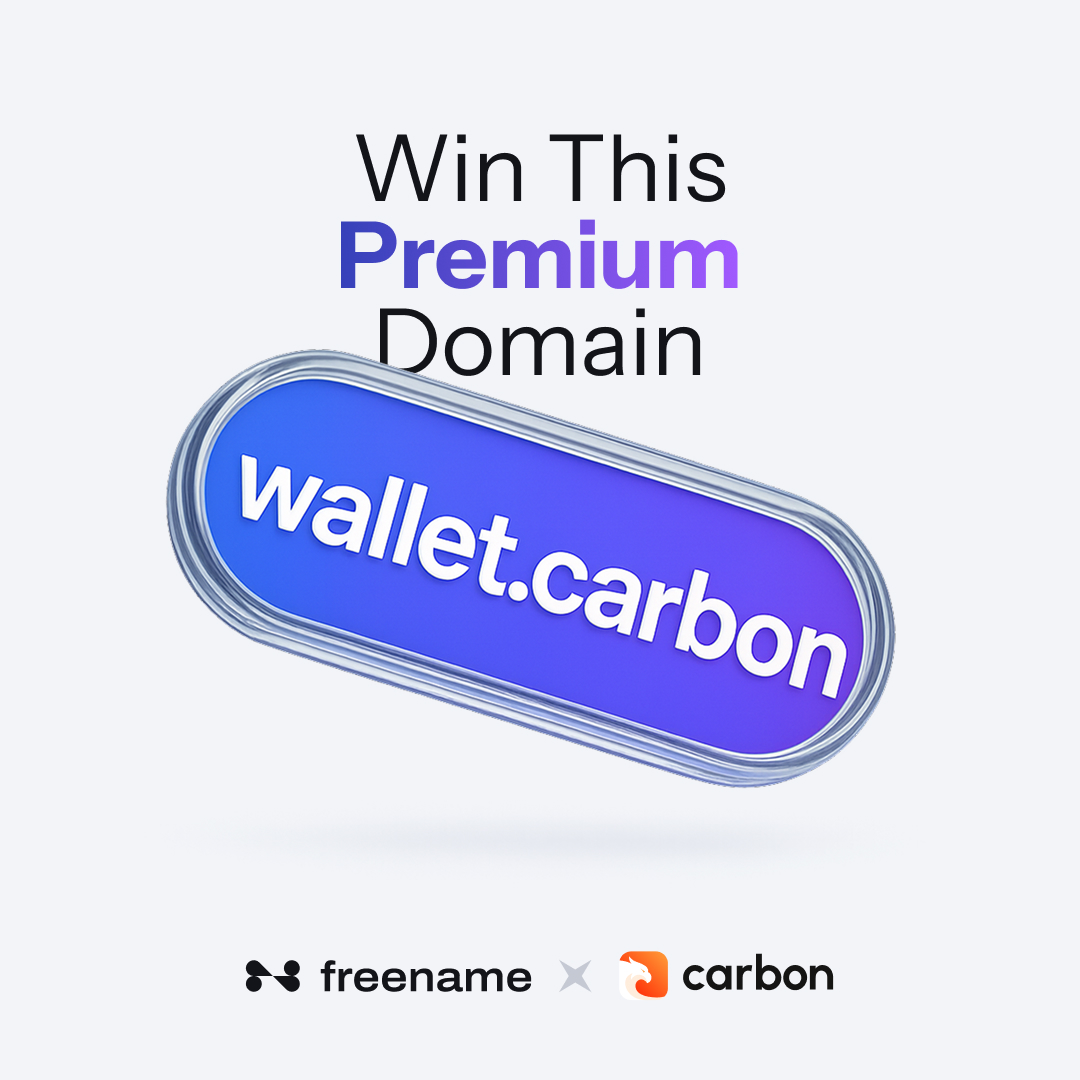 🎁 GIVEAWAY TIME 🎁
Your Web3 identity deserves power. We're giving away a premium domain: wallet.carbon, the ultimate address for any builder or crypto user.

How to Enter:
 🔹 Own a .carbon domain
 🔹 Like + RT this post
⏳ 72 hours. One winner. One iconic domain.
 
Let the