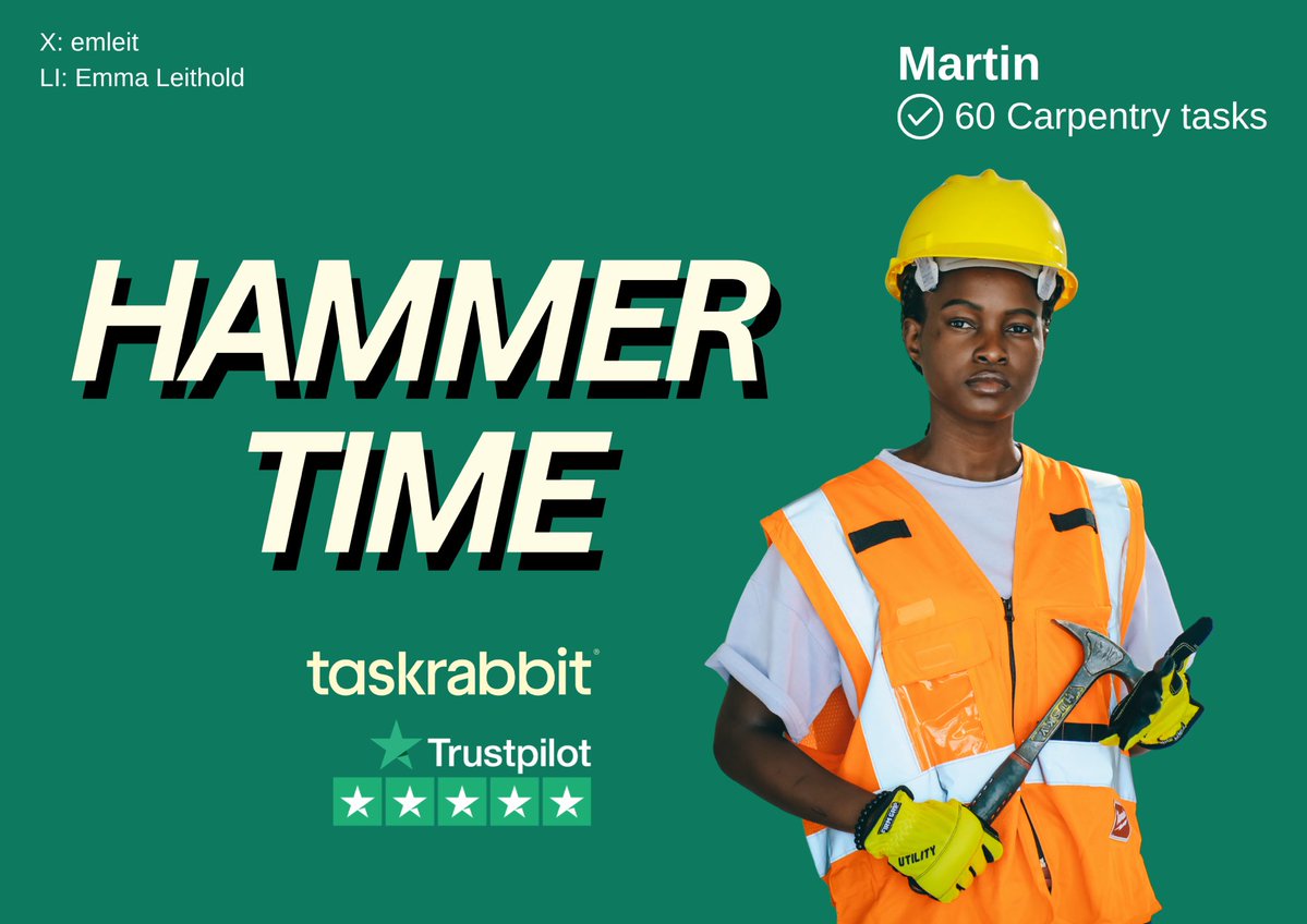 Emma Leeming Writes 💙 (@emleemingwrites) on Twitter photo One Minute Brief of the Day:
Create posters that bring to life famous song lyrics to promote the 'Moving/Painting/Cleaning/Mounting/Home Improvement' categories available on the <a href="/Taskrabbit/">Taskrabbit</a> platform. #TaskTunes🎶 <a href="/OneMinuteBriefs/">One Minute Briefs ⏱️</a> One Minute Brief of the Day:
Create posters that bring to life famous song lyrics to promote the 'Moving/Painting/Cleaning/Mounting/Home Improvement' categories available on the <a href="/Taskrabbit/">Taskrabbit</a> platform. #TaskTunes🎶 <a href="/OneMinuteBriefs/">One Minute Briefs ⏱️</a>
