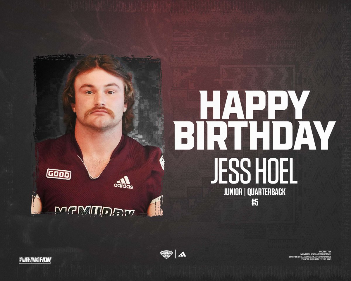 Happy Birthday to Junior QB from Abernathy HS, JESS HOEL!
Have a great day!

#WarHawksFAW
#DOMINATE
#GOOD