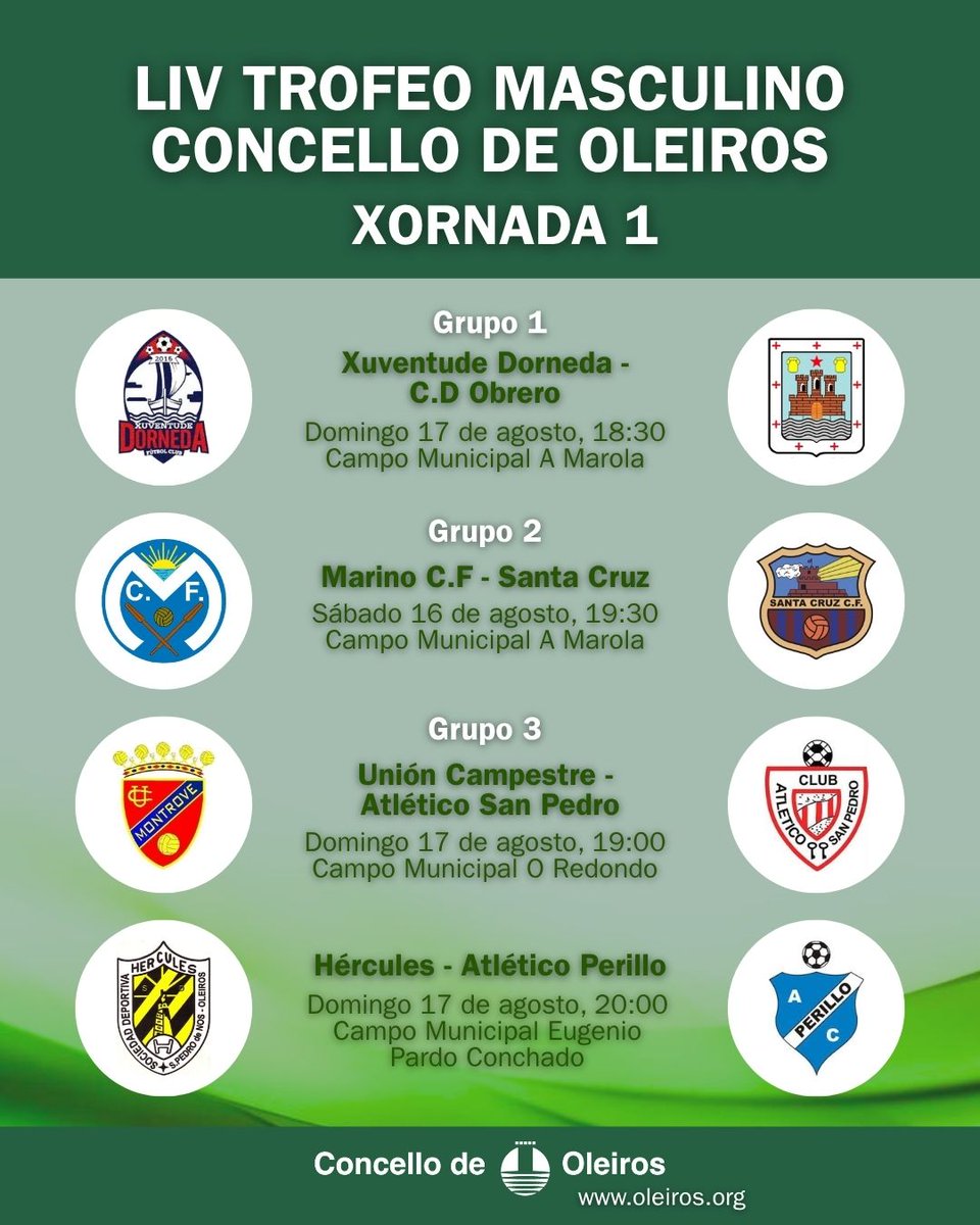 ⚽️🏆 Copa Oleiros masculina

📅 Xornada 1