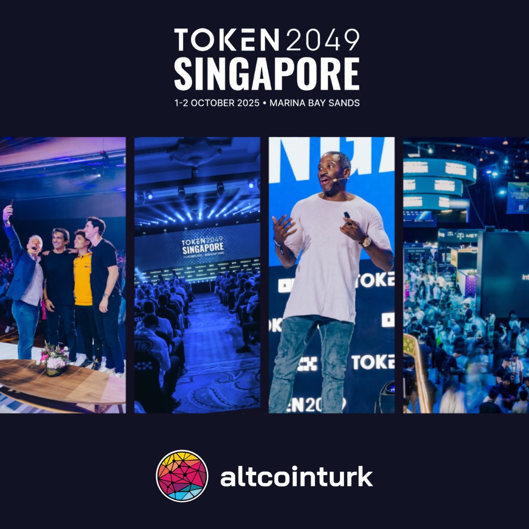🚀 Altcointurk olarak 1 - 2 Ekim tarihlerinde Singapur’da düzenlenecek olan Dünyanın en büyük kripto etkinliği #TOKEN2049’da Topluluk Partneri olduk! ☺️

🌍💥 Kripto dünyasının liderleriyle buluşmak ve geleceği şekillendirmek için biz de oradayız! 💪

Takipte kalın 😉