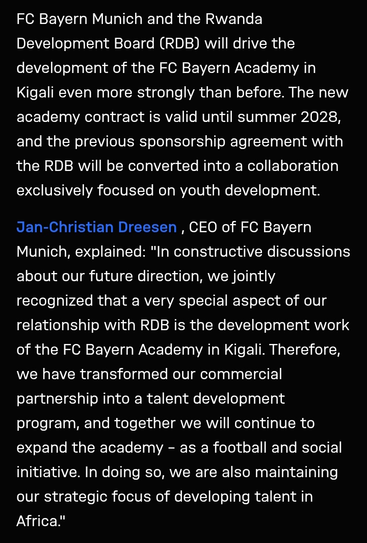 iMiaSanMia's tweet photo. Now official. Bayern have terminated their Visit Rwanda campaign and will convert the sponsorship agreement into a collaboration focused on youth development https://t.co/MPLEjuP7OW